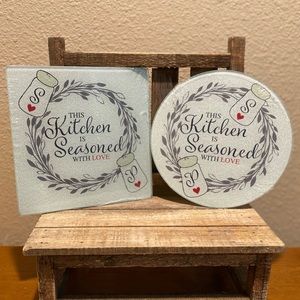 This Kitchen Is Seasoned With Love Glass Cutting Boards Set of 2, Square & Round